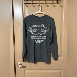 Harley Davidson long sleeve grey waffle knit shirt
